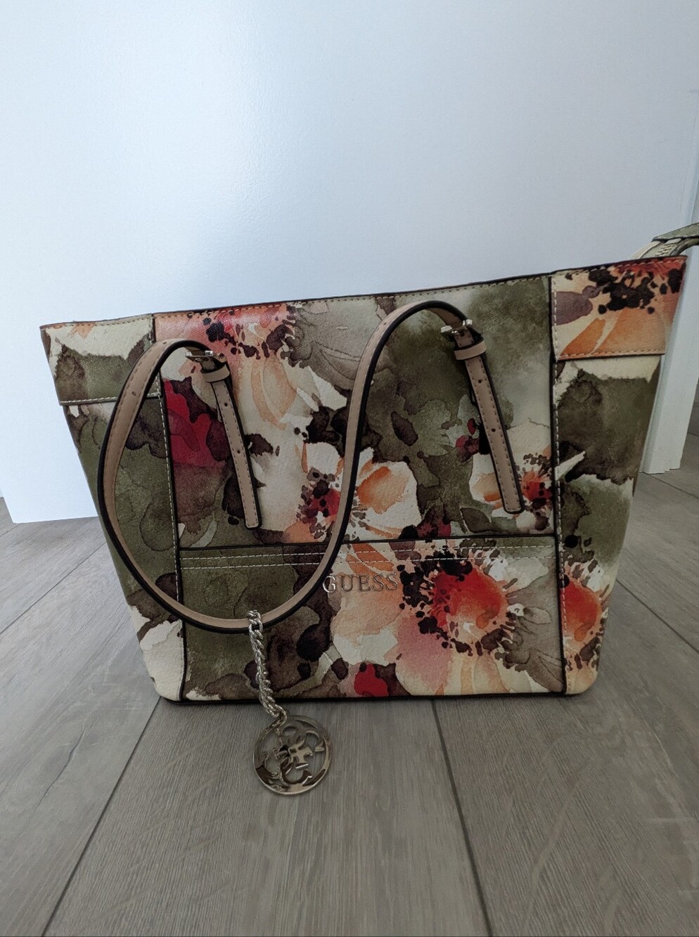 Guess Floral Watercolour Tote Bag